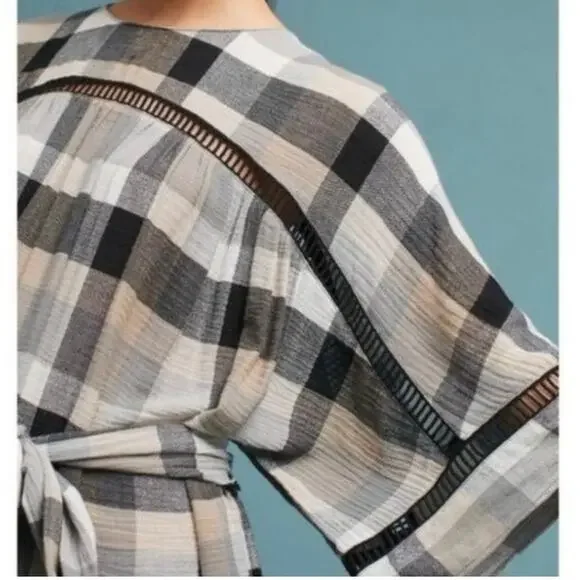 Maeve {Anthropologie} Dress Tunic plaid kimono size Medium - Picture 3 of 9